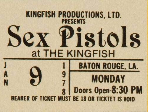 Kingfish Club, Baton Rouge, Louisiana, USA, September 9th 1978 - Ticket