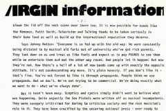 Virgin Records Sex Pistols Biography, - Caroline Coon, May 1977