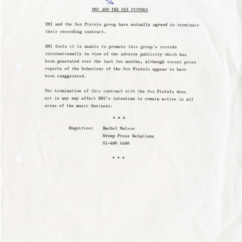 EMI Press Release, January 6th 1977