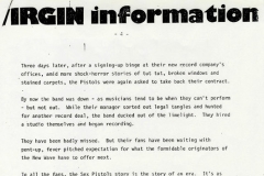 Virgin Records Sex Pistols Biography, - Caroline Coon, May 1977